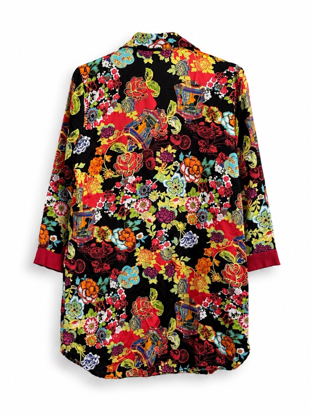 CRUZ NATORI SLEEP SHIRT JAPANESE PAGODA LOUNGE NIGHTGOWN TOP SZ S - Picture 3 of 8